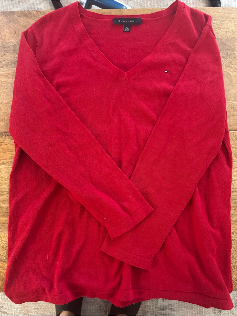 Tommy Hilfiger Women’s Bright Red V-Neck Sweater